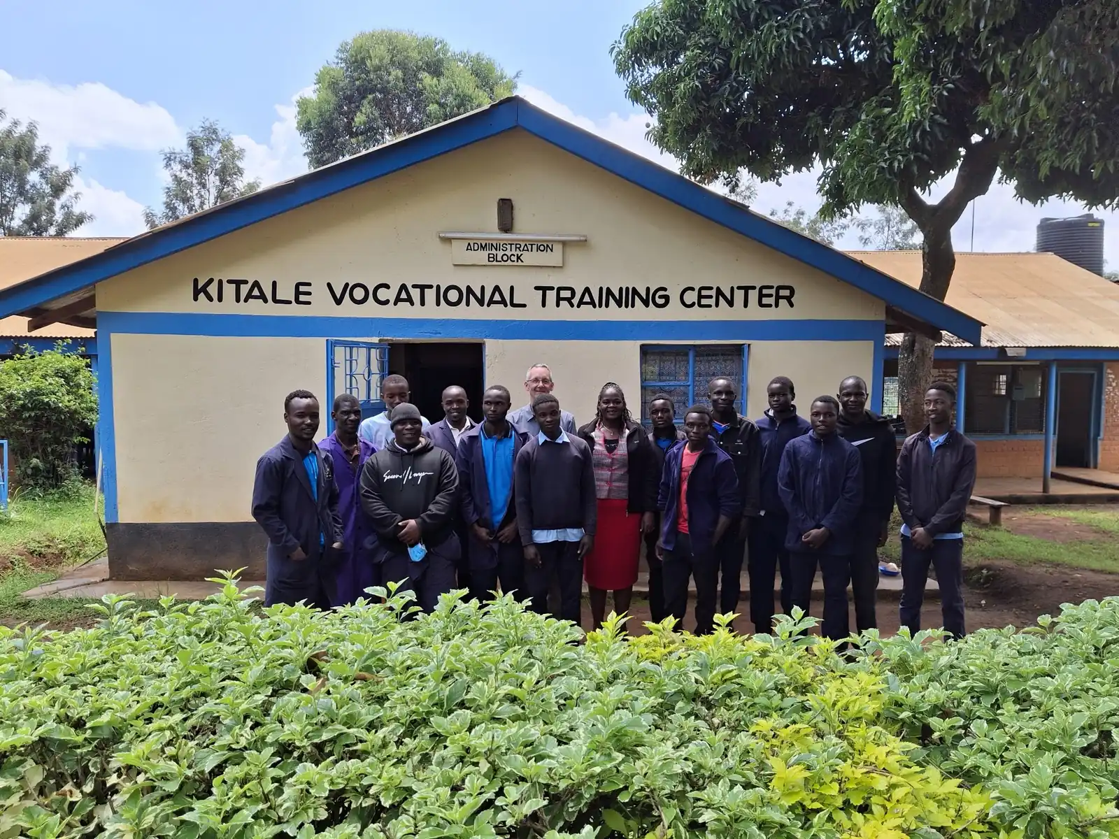 Staff and trainees outside the Kitale Vocational Training Centre